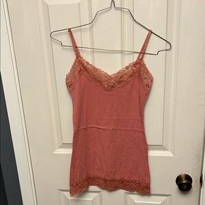 Charlotte Russe Coral Lace Trim Tank Top